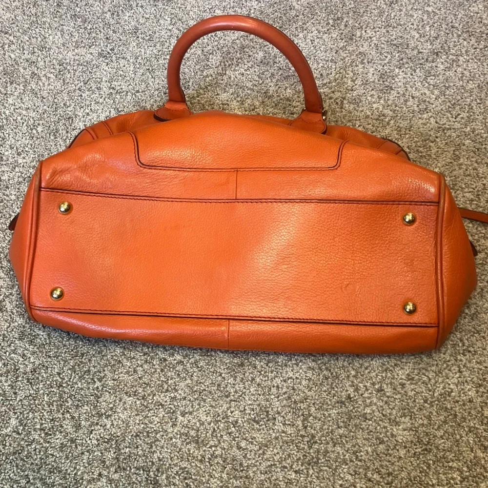 Banana Republic New Evan Satchel Orange Pebbled Leather Gold Hardware Handbag